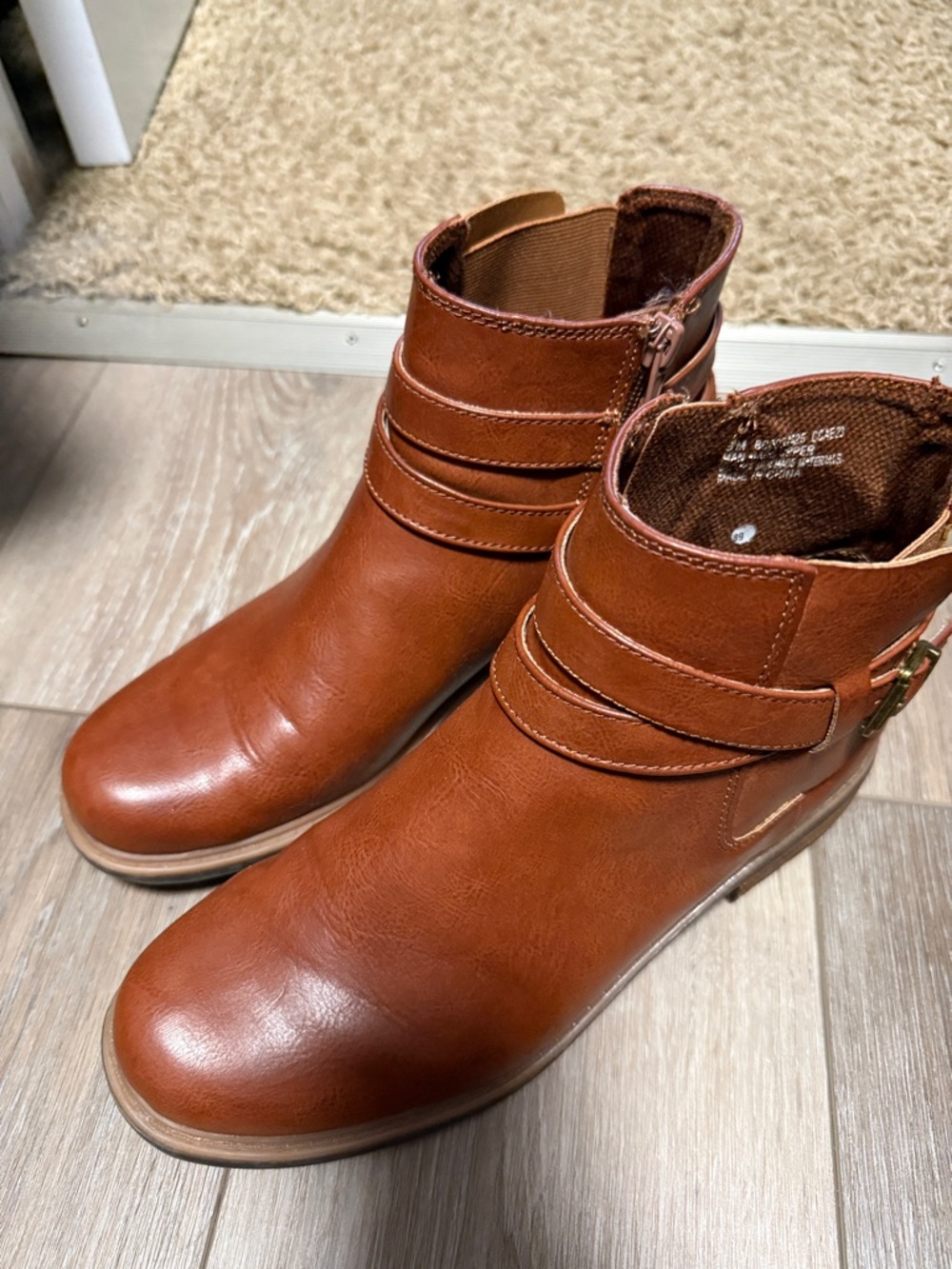 boc Chestnut Brown Ankle Booties with Buckle Strap
